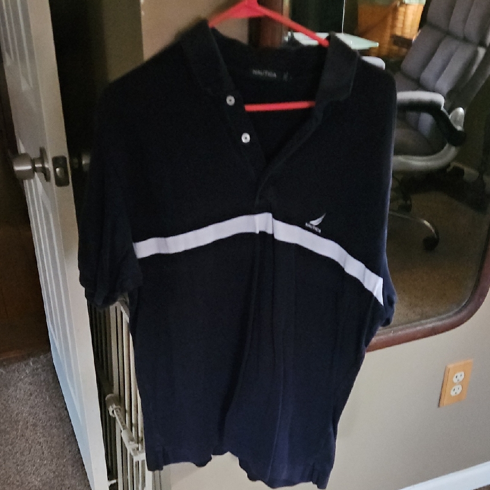 Nautica Dark Blue Polo with White Accent